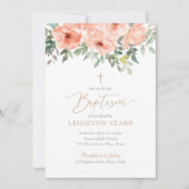 Invitation Baptême de fille rose pâle (Devant)