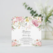 Invitation Baptême de fille rose pâle (Debout devant)