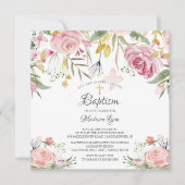 Invitation Baptême de fille rose pâle (Devant)