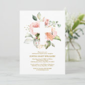 Invitation Baptême de fille rose pâle et de croix blanche (Debout devant)