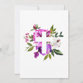 Invitation Baptême de fille Rose pourpre et Croix blanche (Dos)
