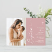 Invitation Baptême de filles de script élégant moderne photo (Debout devant)