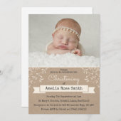 Invitation Baptême de filles/invitation de baptême (Devant / Derrière)