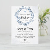 Invitation Baptême de fleurs bleues (Debout devant)