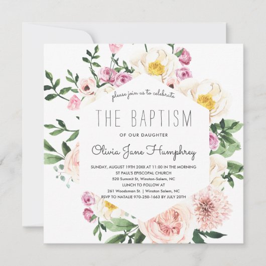 Invitation Baptême de fleurs d'été (Devant)