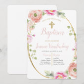 Invitation Baptême de fleurs roses (Devant / Derrière)
