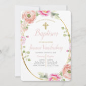 Invitation Baptême de fleurs roses (Devant)