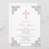 Invitation Baptême de Flexibilité Rose Élégante (Devant / Derrière)