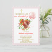 Invitation Baptême de fraise et premier anniversaire (Debout devant)