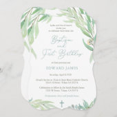Invitation Baptême de garçon 1ère fête d'anniversaire, Printe (Devant / Derrière)
