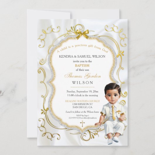 Invitation Baptême de garçon Bapteme Communion Christening (Devant)