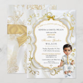 Invitation Baptême de garçon Bapteme Communion Christening (Devant / Derrière)