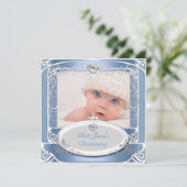 Invitation Baptême de garçon bleu blanc (Debout devant)