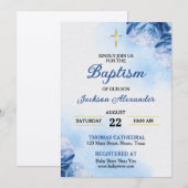 Invitation Baptême de garçon chrétien (Devant / Derrière)