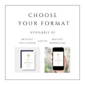 Invitation Baptême de garçon de la Croix Religieuse Bleue Mar