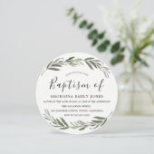 Invitation Baptême de garçon de la feuille verte (Debout devant)