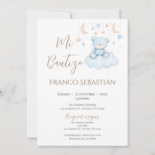 Invitation Baptême de garçon en Boho espagnol (Devant)