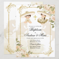 Baptême de garçon et de fille jumelle mexicaine bl