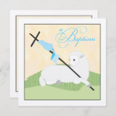 Invitation Baptême de Garçon - Petit agneau (Devant / Derrière)