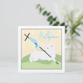 Invitation Baptême de Garçon - Petit agneau (Debout devant)