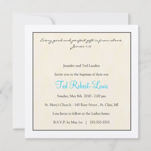 Invitation Baptême de Garçon - Petit agneau (Dos)