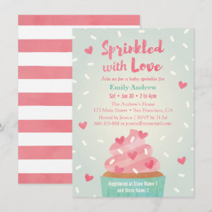 Invitation Baptême de Gourmandise Cupcake Enfant Saupoudré d'