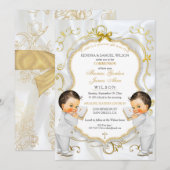 Invitation Baptême de jumeaux garçons Communion (Devant / Derrière)