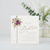 Invitation Baptême de la Bourgogne et de la croix florale dou (Debout devant)