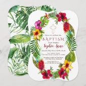 Invitation Baptême de la couronne fluviale tropicale radiante (Devant / Derrière)
