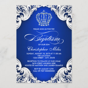 Invitation Baptême de la Couronne royale bleue