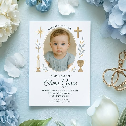 Invitation Baptême de la Croix d'or
