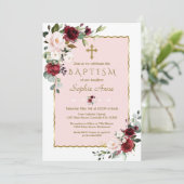 Invitation Baptême de la Croix d'or Fleurs de Broussaillis de (Debout devant)