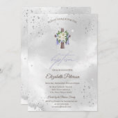 Invitation Baptême de la croix florale (Devant / Derrière)