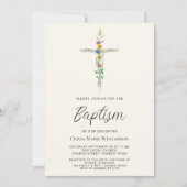Invitation Baptême de la croix florale (Devant)