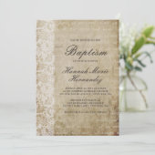 Invitation Baptême de la dentelle vintage (Debout devant)