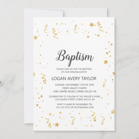 Invitation Baptême de la fête de l'or (Devant)