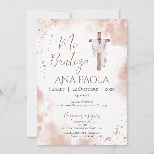 Invitation Baptême de la fille Boho (Devant)