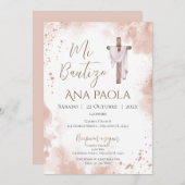 Invitation Baptême de la fille Boho (Devant / Derrière)