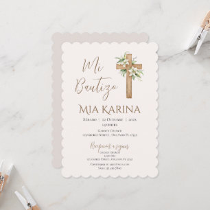 Invitation Baptême de la fille Boho avec un ours dans les nua