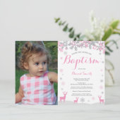 Invitation Baptême de la fille de cerfs d'hiver (Debout devant)