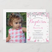 Invitation Baptême de la fille de cerfs d'hiver (Devant / Derrière)