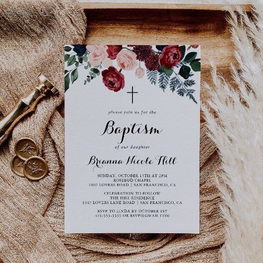 Invitation Baptême de la marine rose de Bourgogne