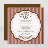 Invitation Baptême de la petite fille rose douce (Devant / Derrière)