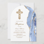 Invitation Baptême de l'agate bleue de Cornflower (Devant)