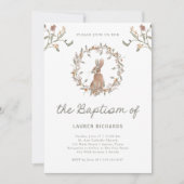 Invitation Baptême de Lapin de Bois | Feuillage de Forêt (Devant)