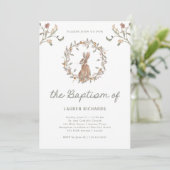 Invitation Baptême de Lapin de Bois | Feuillage de Forêt (Debout devant)