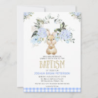 Baptême de lapin Plaid Floral Bleu Baptême