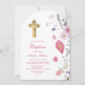 Invitation Baptême de l'arc Fleur sauvage du printemps (Devant)