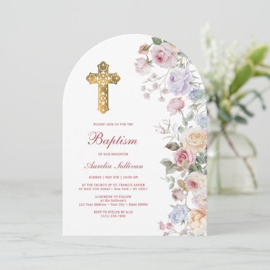 Invitation Baptême de l'arc rose (Debout devant)