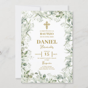 Invitation Baptême de l'haleine florale de bébé espagnol